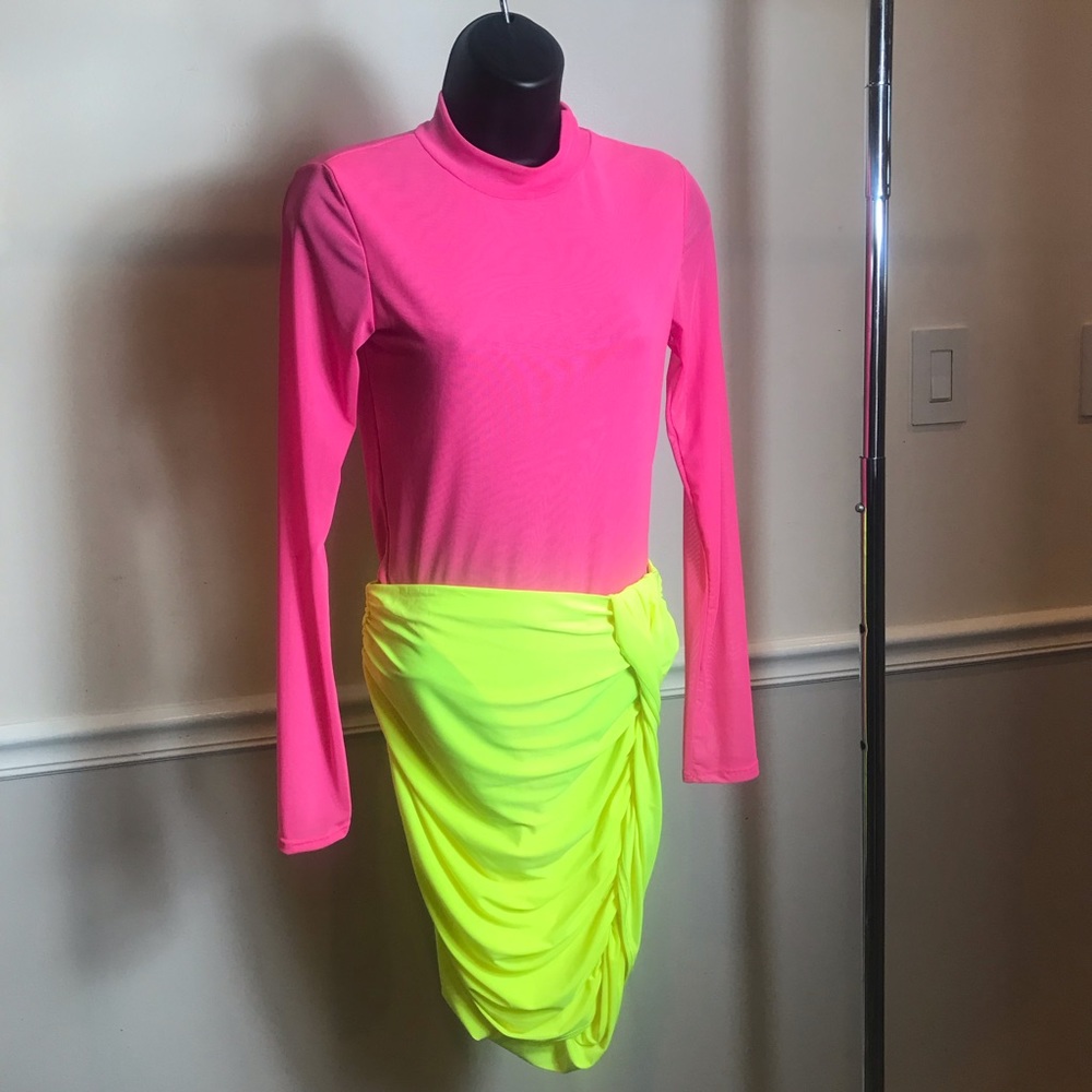 Hott On Trend Neon Asymmetrical Mini Skirt